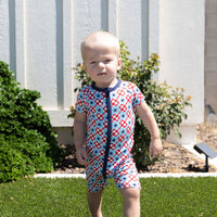MINI CHECKERED STARS | SHORT ZIPPER ONE PIECE