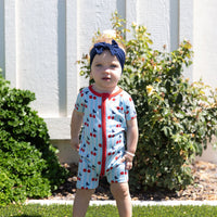 CHERRY STRIPES | SHORT ZIPPER ONE PIECE