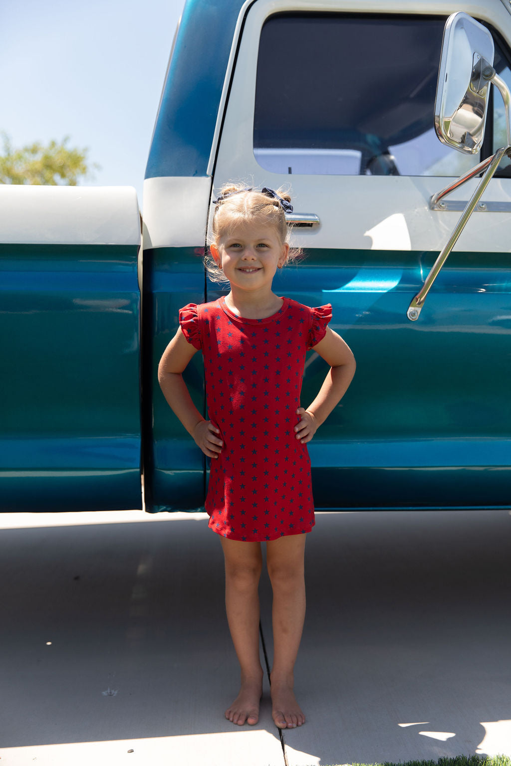 NAVY STARS | RUFFLE SLEEVE DRESS