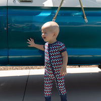 USA MINI CHECKER | SHORT SLEEVE ZIPPER ONE PIECE
