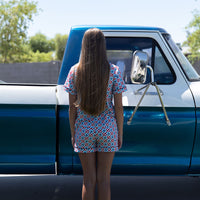 MINI CHECKERED STARS | GIRLS' BUTTON UP SHORT SLEEVE + SHORTS SET