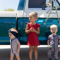 USA MINI CHECKER | SHORT SLEEVE ZIPPER ONE PIECE