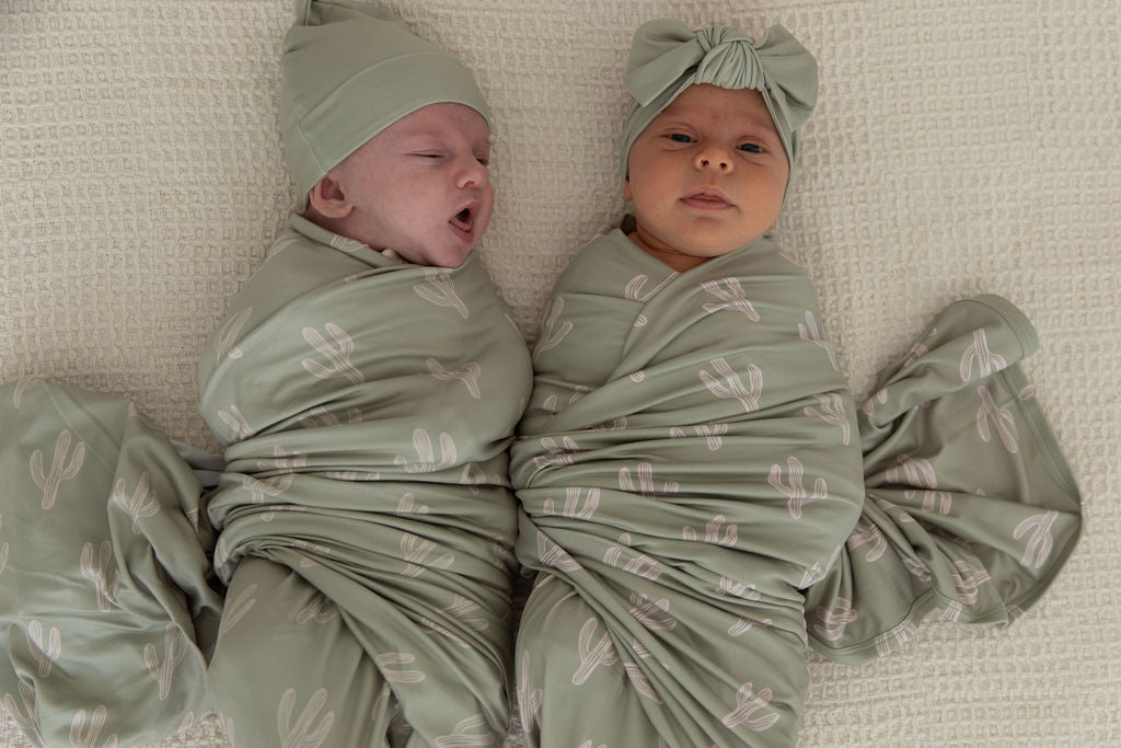 GREEN + TAN CACTUS | SWADDLE