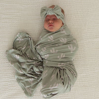 GREEN + LIGHT PINK CACTUS | SWADDLE