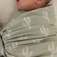 GREEN + LIGHT PINK CACTUS | SWADDLE