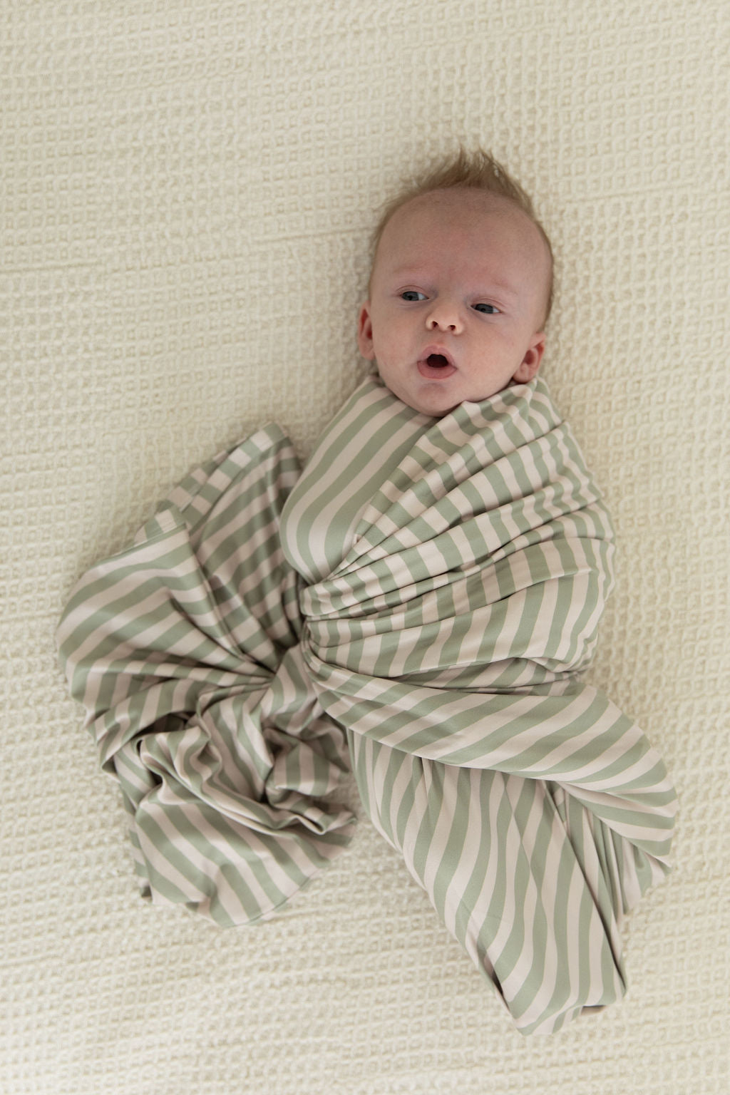 GREEN + TAN STRIPES | SWADDLE