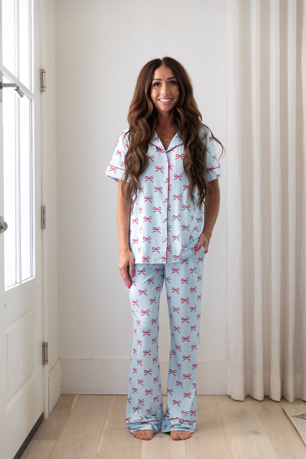 USA BOWS | NEW* WOMEN'S BUTTON UP SHORT SLEEVE SET