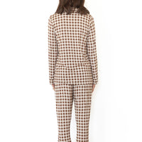 BROWN GINGHAM | WOMEN'S BUTTON UP LONG SLEEVE SET