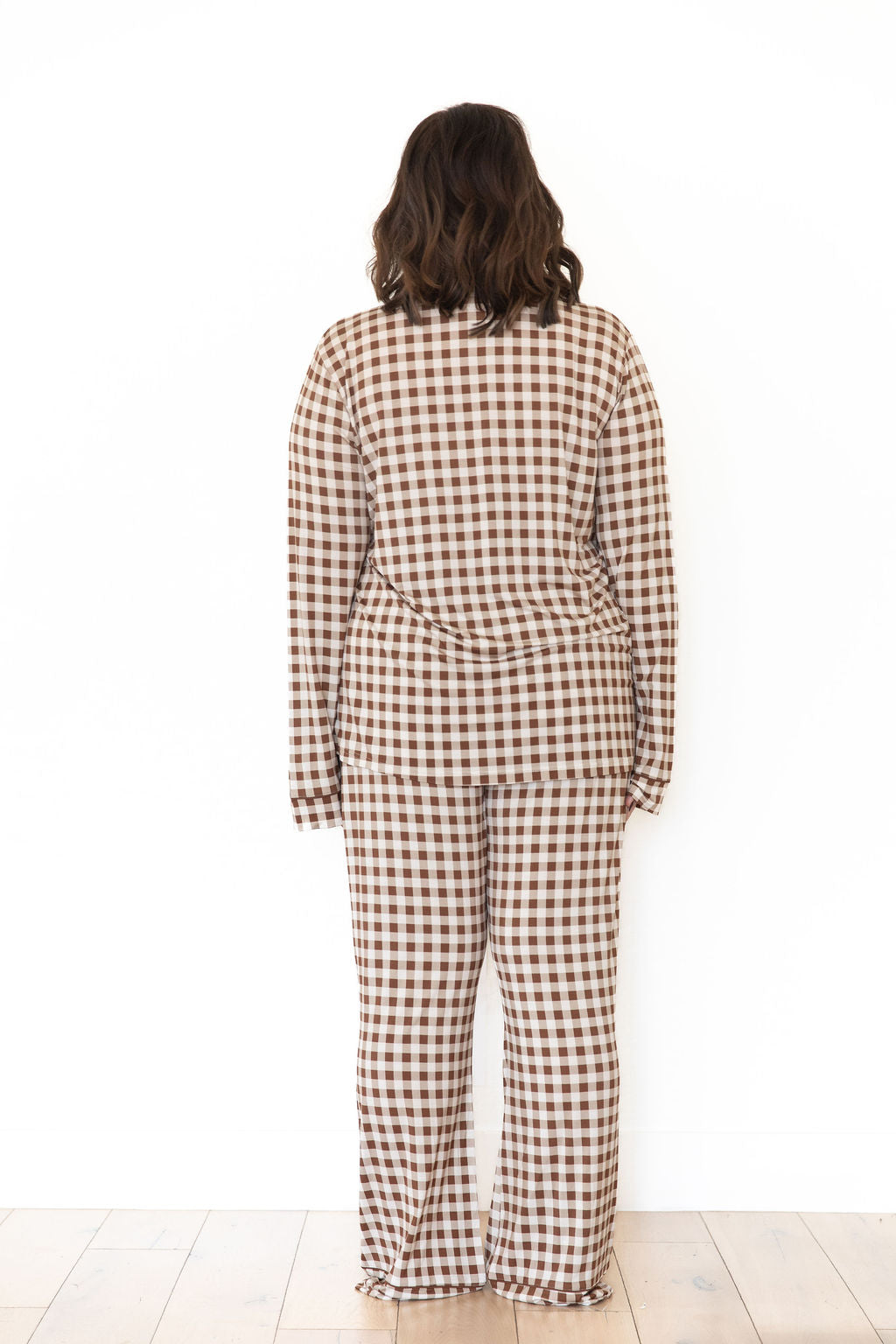 BROWN GINGHAM | WOMEN'S BUTTON UP LONG SLEEVE SET