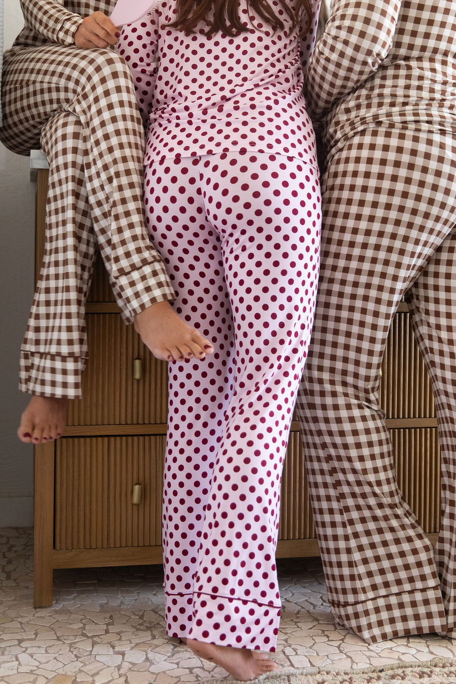BERRY POLKA DOTS | WOMEN'S BUTTON UP LONG SLEEVE SET