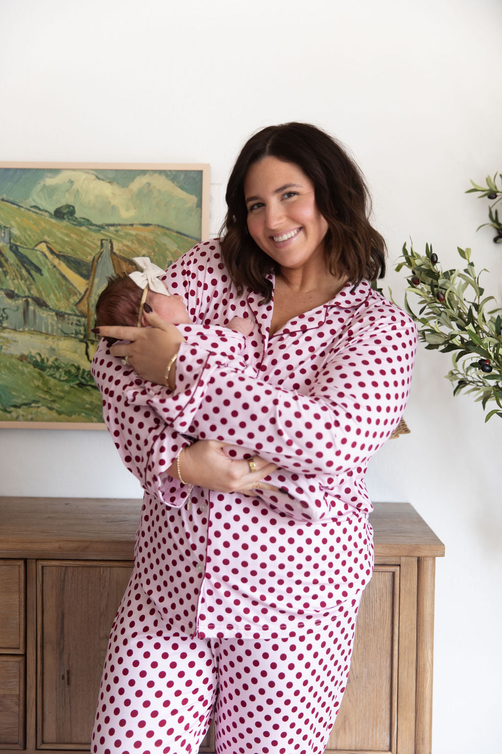 BERRY POLKA DOTS | WOMEN'S BUTTON UP LONG SLEEVE SET