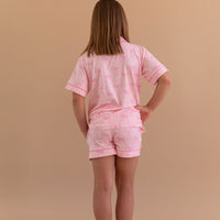 PINK BOWS | GIRLS' BUTTON UP SHORT SLEEVE + SHORTS SET