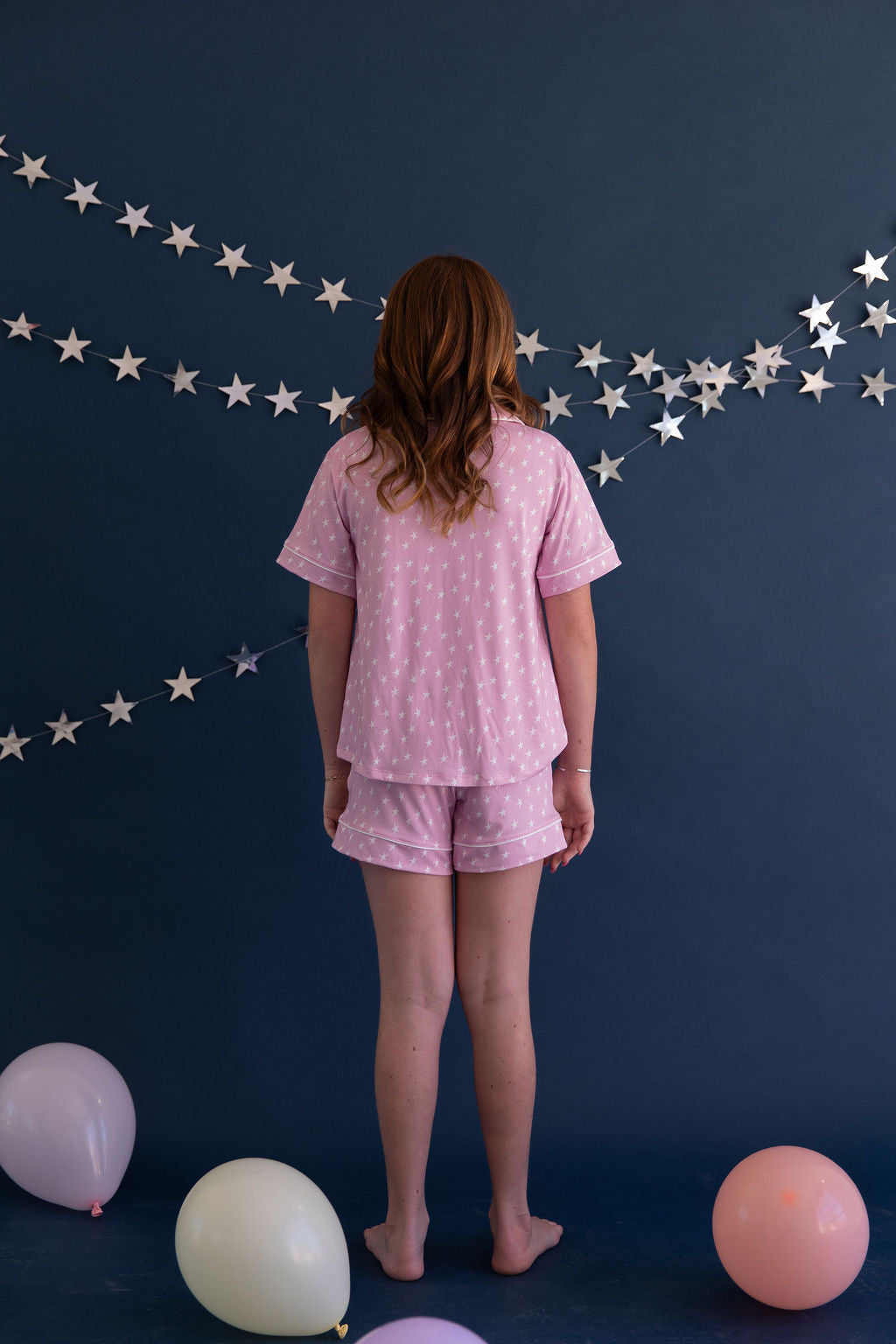 PINK STARS | GIRLS' BUTTON UP SHORT SLEEVE + SHORTS SET