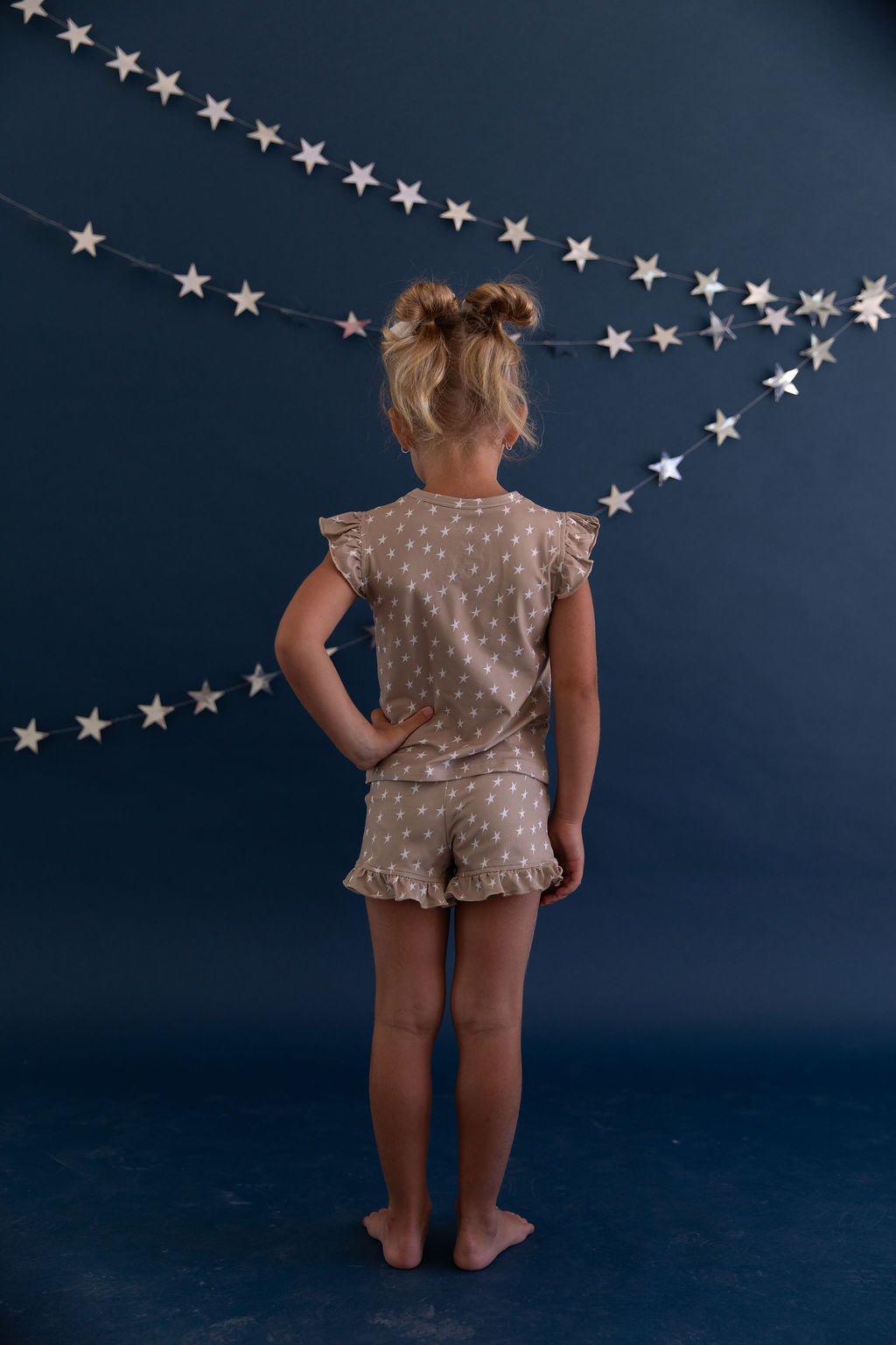 TAN STARS | RUFFLE SHORT SET