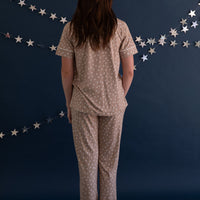 TAN STARS | WOMEN'S BUTTON UP SHORT SLEEVE SET