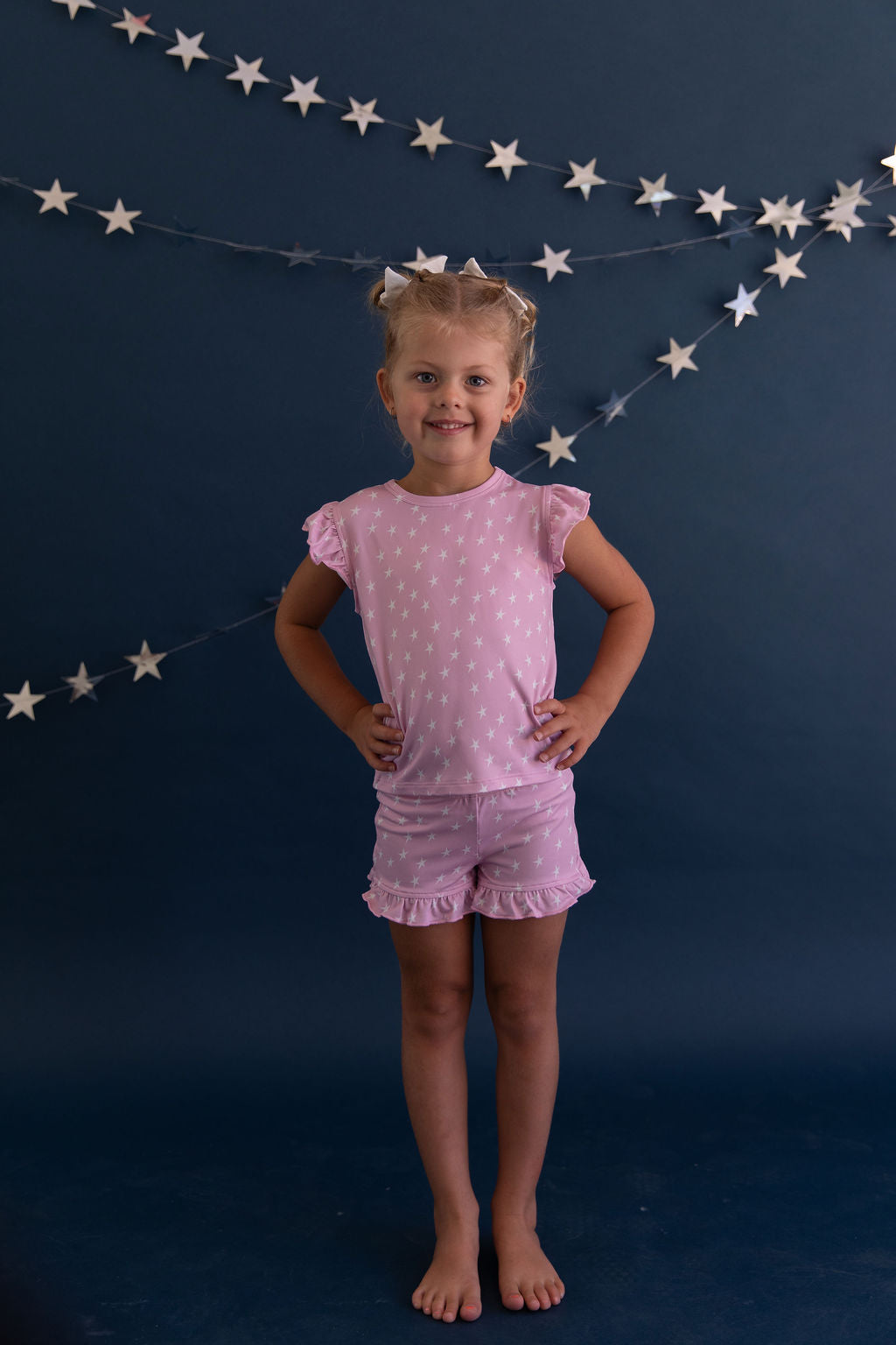 PINK STARS | RUFFLE SHORT SET