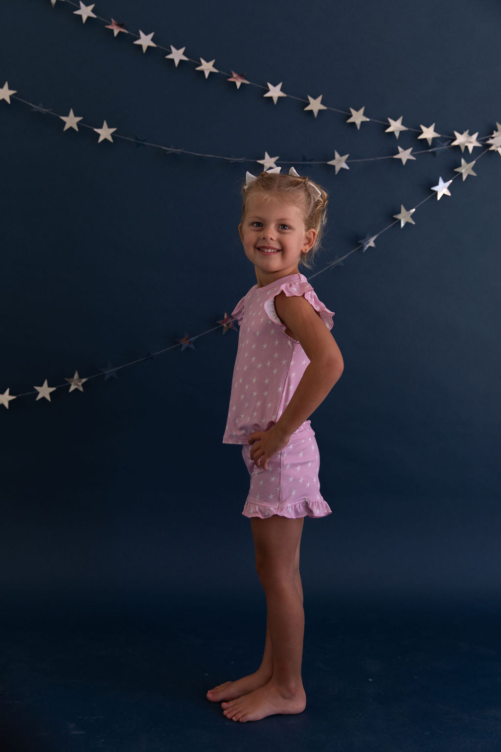 PINK STARS | RUFFLE SHORT SET