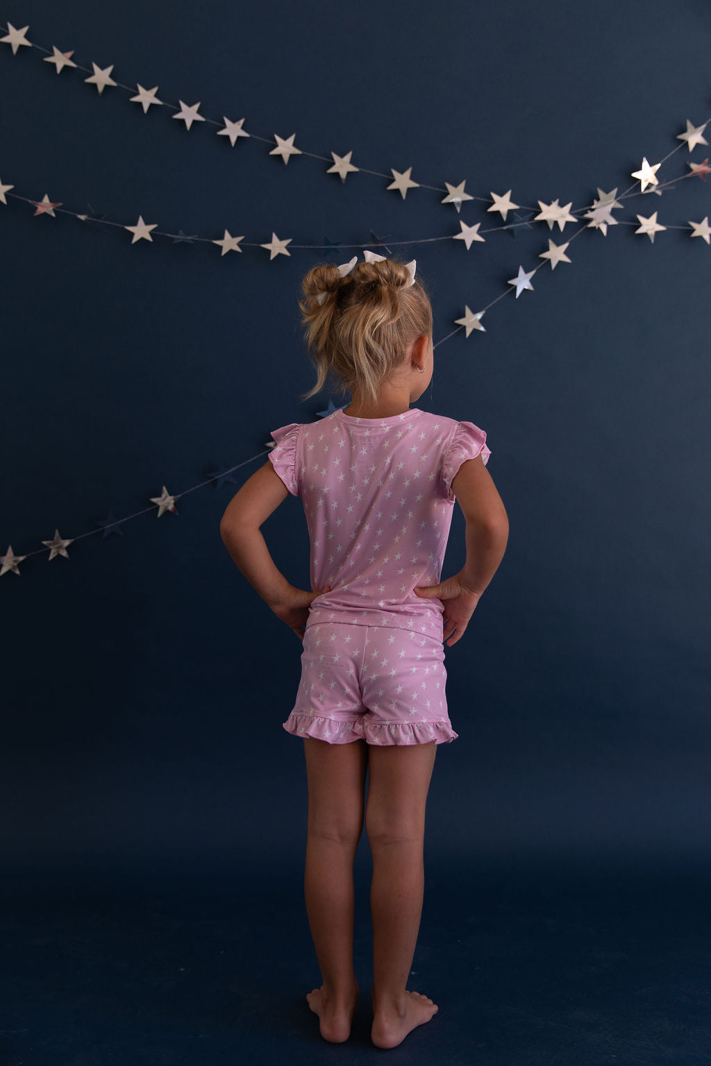 PINK STARS | RUFFLE SHORT SET