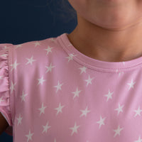 PINK STARS | RUFFLE SHORT SET