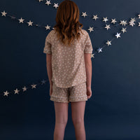 TAN STARS | GIRLS' BUTTON UP SHORT SLEEVE + SHORTS SET