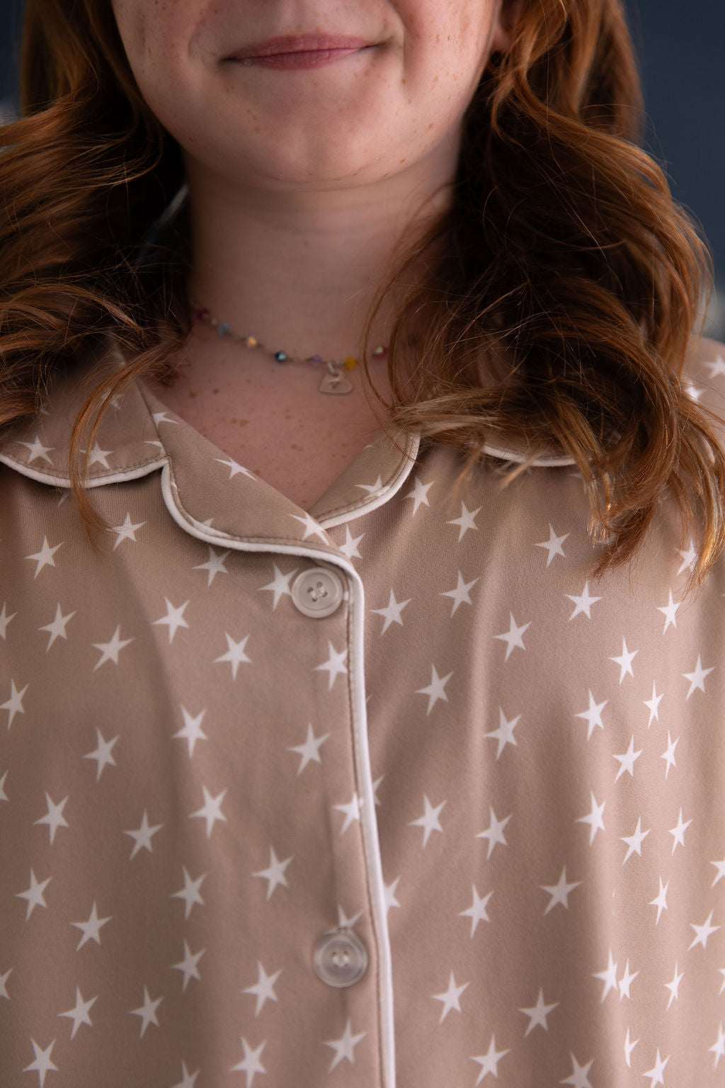 TAN STARS | GIRLS' BUTTON UP SHORT SLEEVE + SHORTS SET