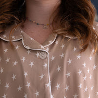 TAN STARS | GIRLS' BUTTON UP SHORT SLEEVE + SHORTS SET
