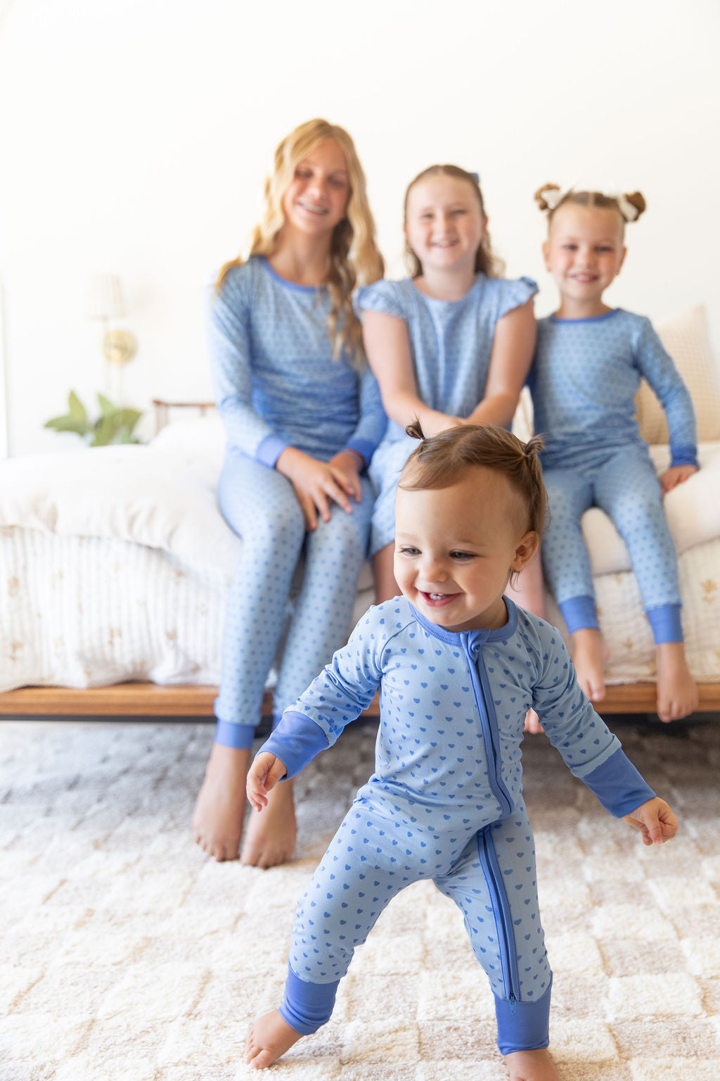 BLUE MINI HEARTS | ZIPPER ONE PIECE