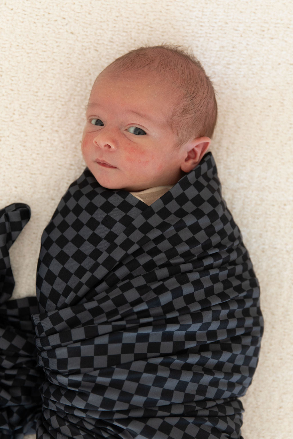 GREY + BLACK MINI CHECKER | SWADDLE