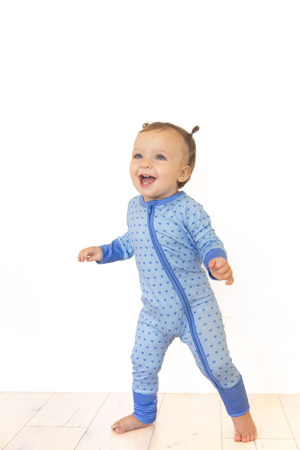 BLUE MINI HEARTS | ZIPPER ONE PIECE
