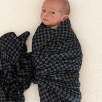GREY + BLACK MINI CHECKER | SWADDLE