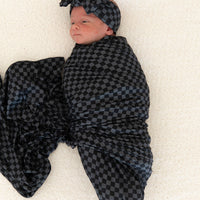 GREY + BLACK MINI CHECKER | SWADDLE