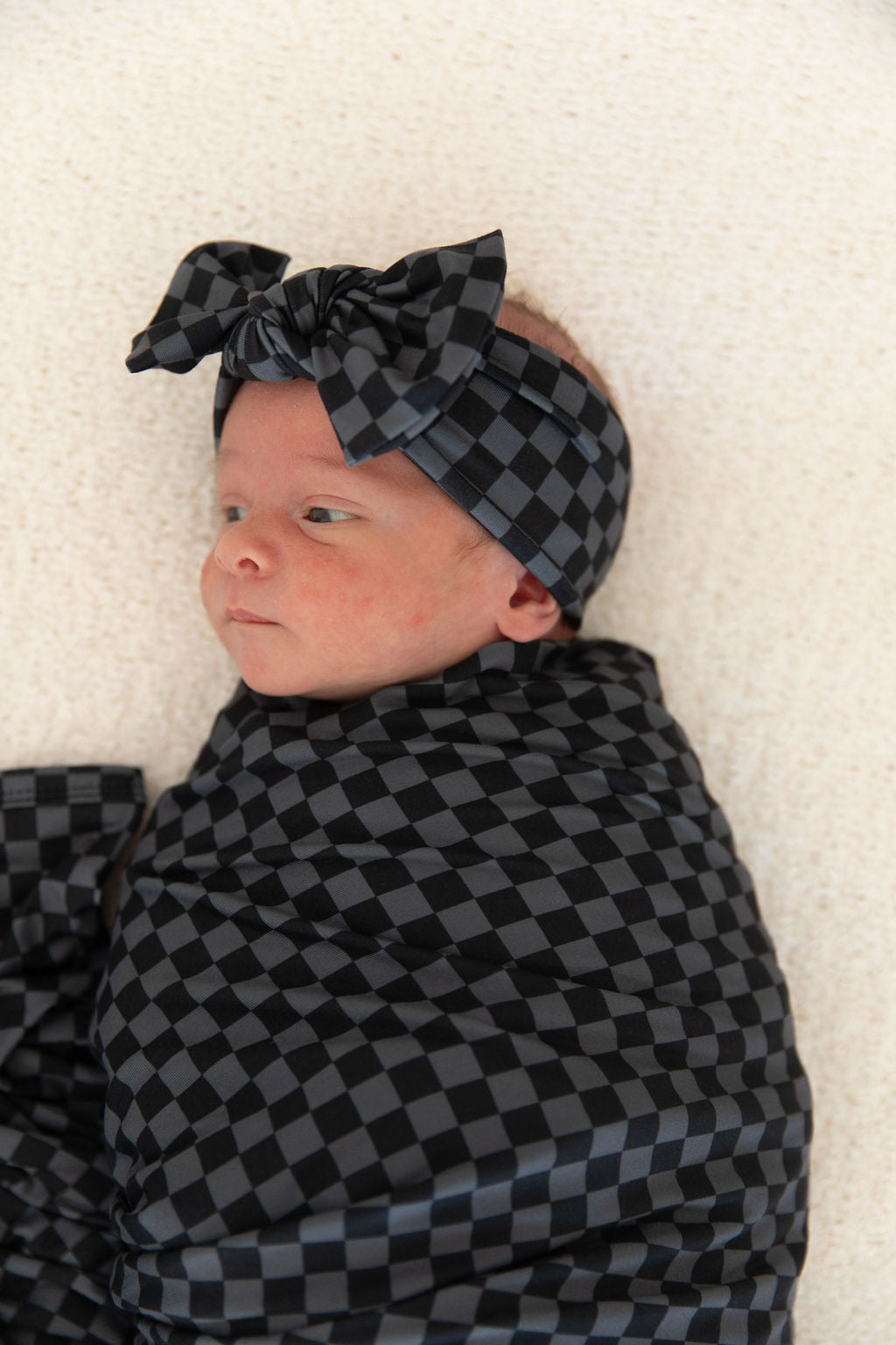 GREY + BLACK MINI CHECKER | SWADDLE