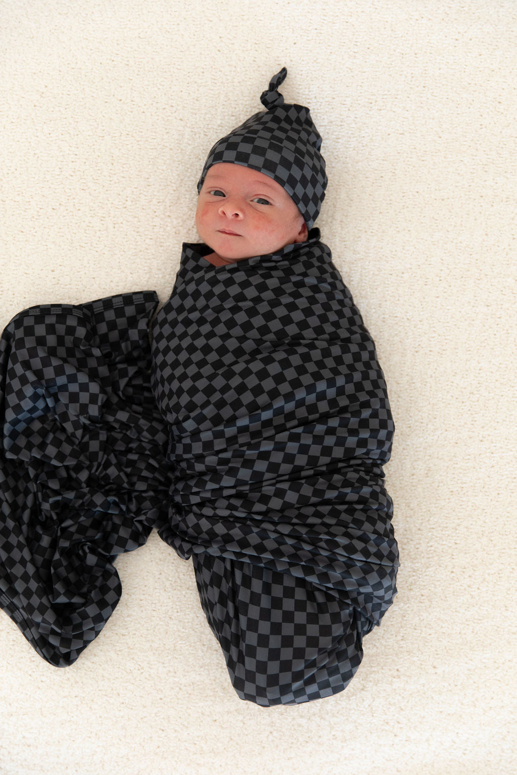 GREY + BLACK MINI CHECKER | SWADDLE