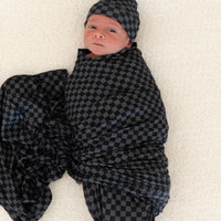 GREY + BLACK MINI CHECKER | SWADDLE