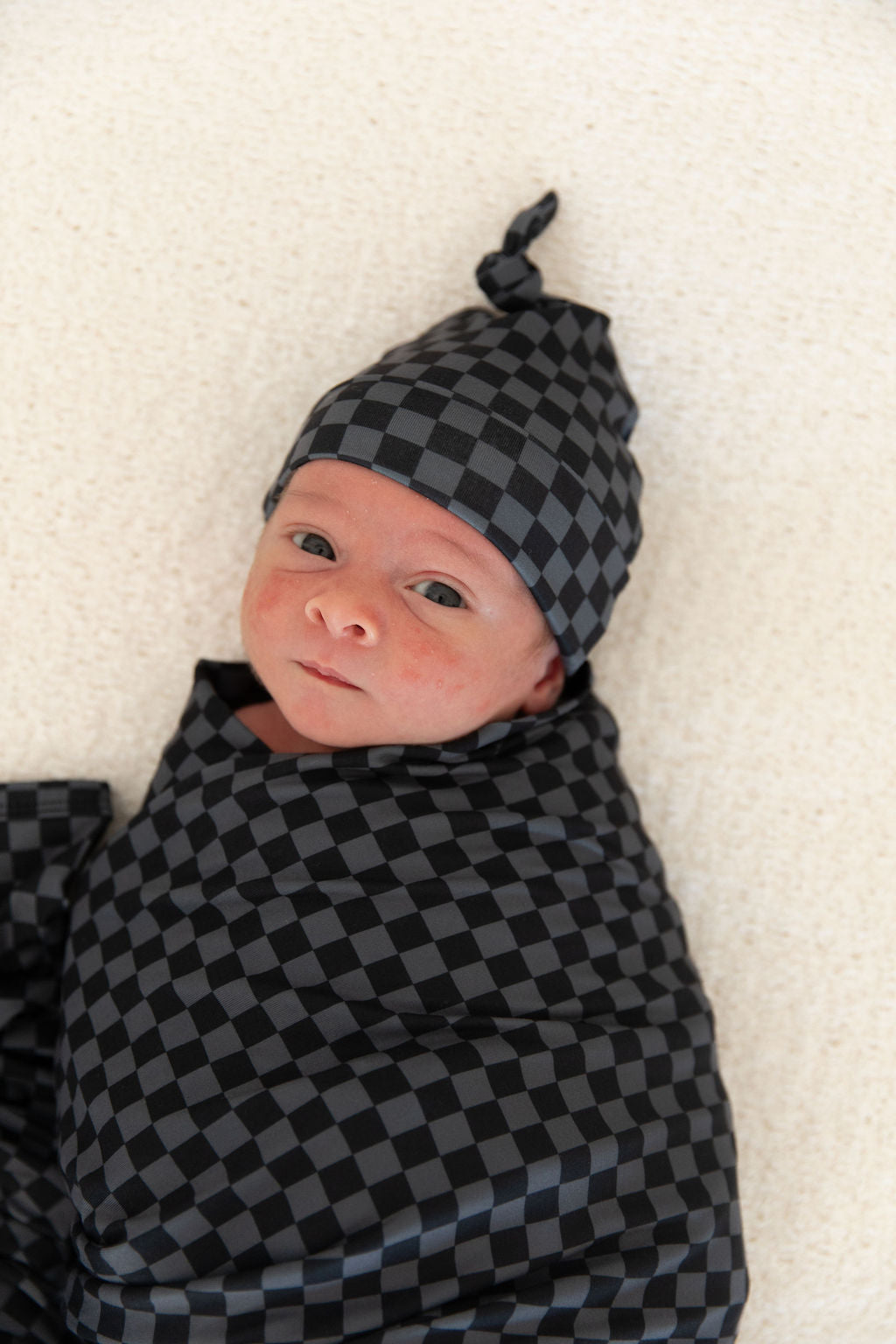 GREY + BLACK MINI CHECKER | SWADDLE