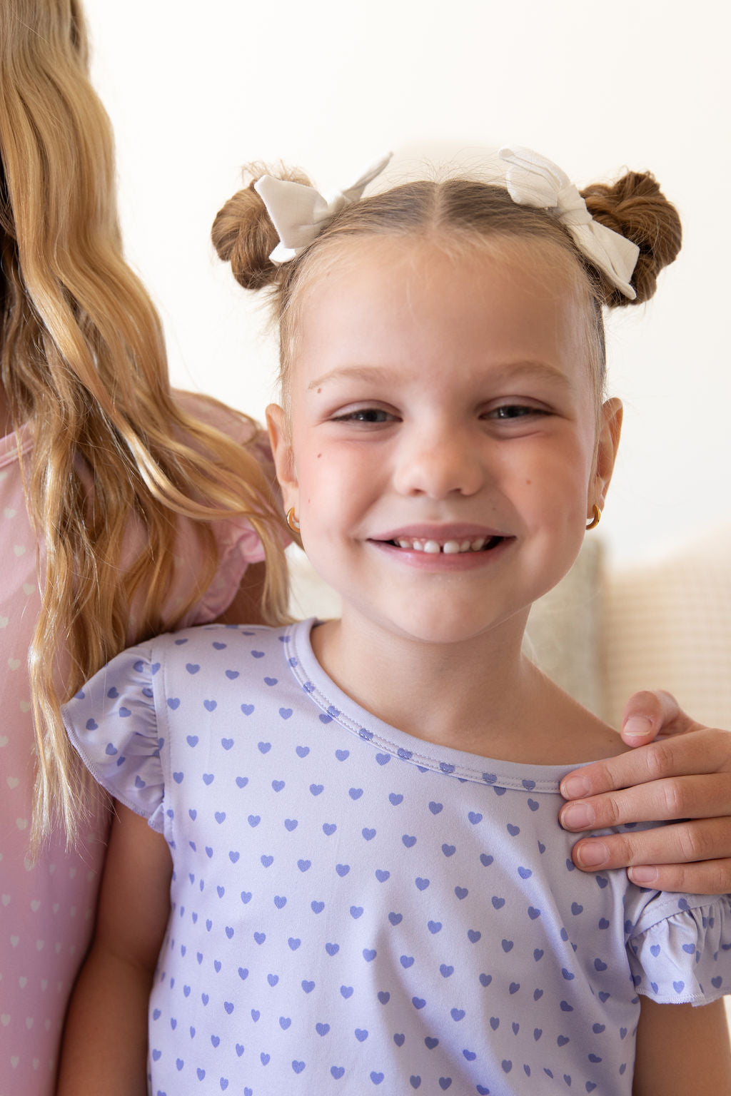 PURPLE MINI HEARTS | RUFFLE SLEEVE DRESS