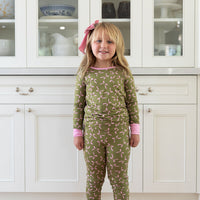 OLIVE + PINK BOWS | LONG SLEEVE