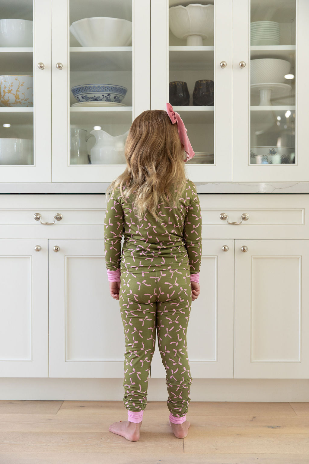 OLIVE + PINK BOWS | LONG SLEEVE
