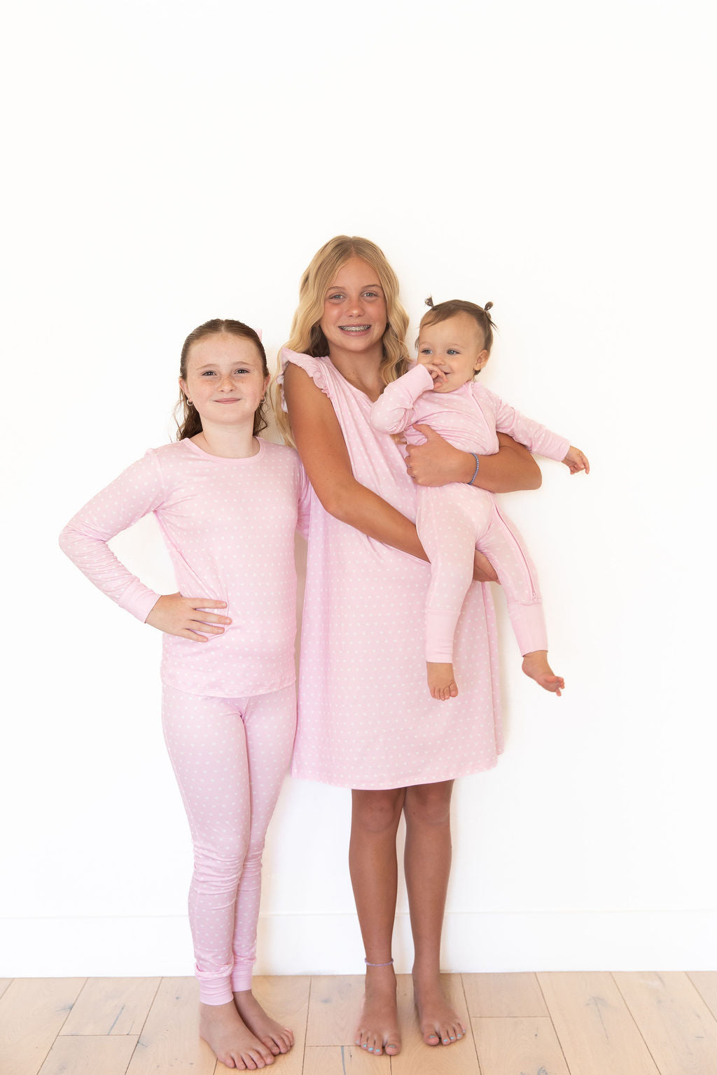 PINK + WHITE MINI HEARTS | RUFFLE SLEEVE DRESS