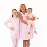 PINK + WHITE MINI HEARTS | RUFFLE SLEEVE DRESS