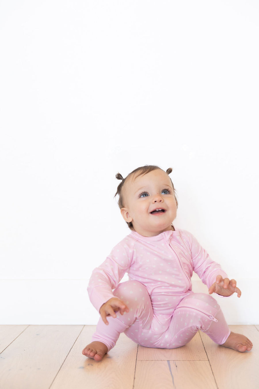 PINK + WHITE MINI HEARTS | ZIPPER ONE PIECE