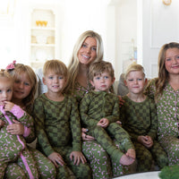 OLIVE + PINK BOWS | GIRLS' BUTTON UP LONG SLEEVE SET