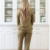 OLIVE + PINK BOWS | WOMEN'S BUTTON UP LONG SLEEVE SET