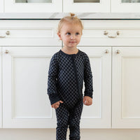 GREY + BLACK MINI CHECKER | ZIPPER ONE PIECE