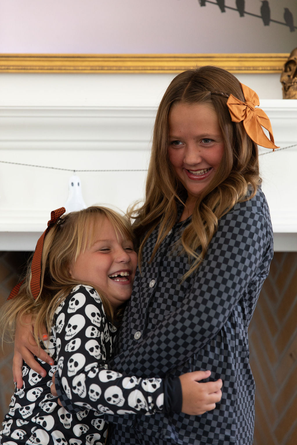 GREY + BLACK MINI CHECKER | GIRLS' BUTTON UP LONG SLEEVE SET