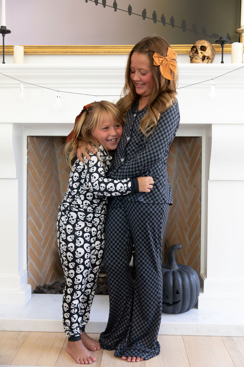 GREY + BLACK MINI CHECKER | GIRLS' BUTTON UP LONG SLEEVE SET