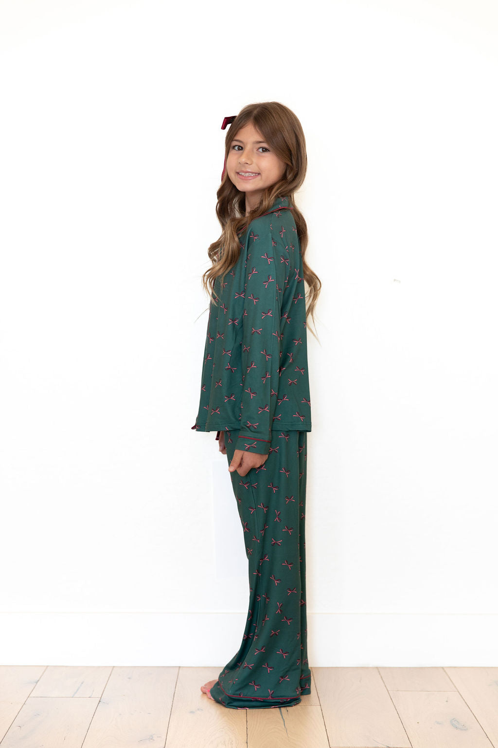 HOLIDAY BOWS | GIRLS' BUTTON UP LONG SLEEVE SET