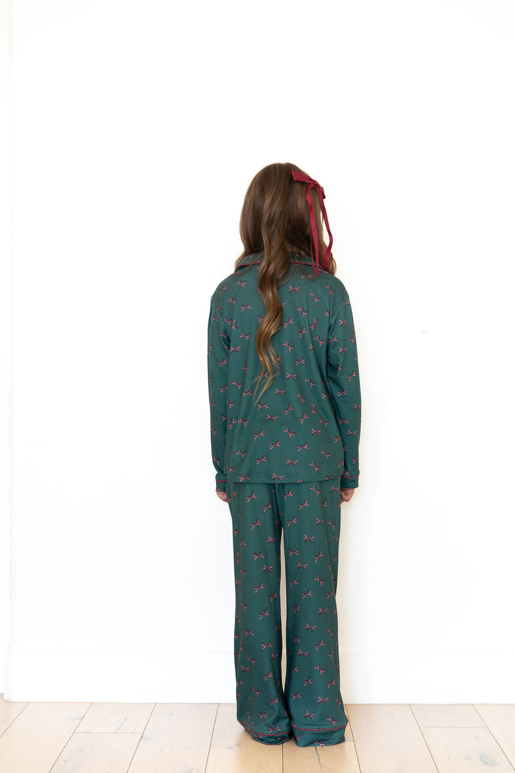 HOLIDAY BOWS | GIRLS' BUTTON UP LONG SLEEVE SET