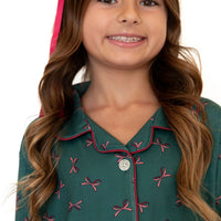 HOLIDAY BOWS | GIRLS' BUTTON UP LONG SLEEVE SET