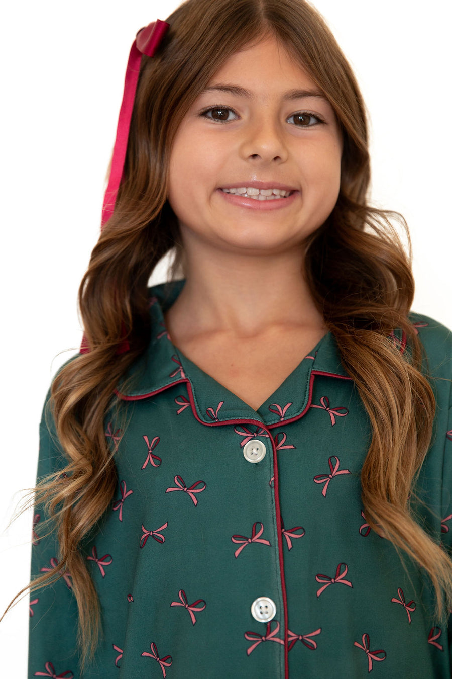 HOLIDAY BOWS | GIRLS' BUTTON UP LONG SLEEVE SET